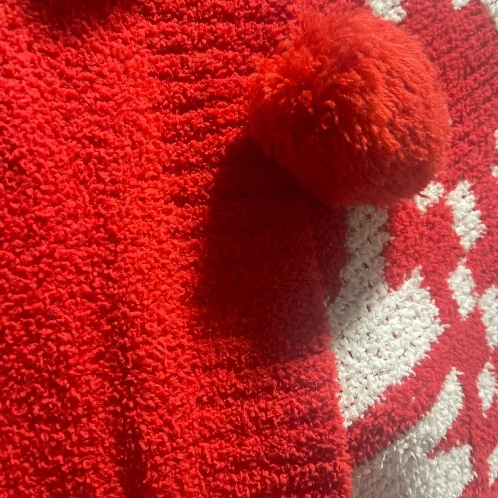 PINK vs red/white Marshmallow knit plush fleece throw blanket 50 x60 twin